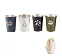 HpLive Lot de 4 gobelets isothermes en acier inoxydable 304 pour l'extérieur avec sac de rangement pour le camping et la randonnée (350 ml, quatre couleurs)
