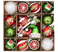 HpLive Lot de 46 boules de Noël peintes à la main - En plastique incassable - Pour arbre et décoration de fête (B)