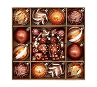 HpLive Lot de 46 boules de Noël peintes à la main - En plastique incassable - Pour arbre et décoration de fête (A)