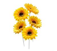HpLive Lot de 5 tournesols artificiels jaunes - Décoration de jardin - 30 cm - Résistant aux intempéries