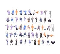 HpLive Lot de 50 figurines de train miniatures, échelle 1:87 HO, figurines peintes, modélisme, avec seau et échelle pour modélisme ferroviaire