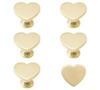 HpLive Lot de 6 boutons de meubles en forme de cœur en alliage de zinc Poignées d'armoire Boutons de tiroir pour armoire, commode, or