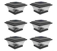 HpLive Lot de 6 lampes solaires de clôture - LED bicolore - Lumière extérieure pour terrasse, jardin, clôture, étanchéité IP44 - Capteur crépusculaire automatique (noir)