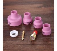 HpLive Lot de 7 accessoires pour torche de soudage TIG - Gobelet à buse - Accessoires de soudage pour lentilles à gaz WP9/20 - Avec 4 gobelets en céramique - Filtre, mandrin - Lentille à gaz (2,4 mm)