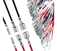 HpLive Lot de cosses de câble 2,8 mm, 4,8 mm, 6,3 mm avec gaine isolante et code couleur pour câbles de haut-parleurs et installations électriques, contacts en cuivre