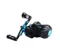 HpLive Moulinet de baitcasting avec alarme à clic drag - Design anti-backlash - Bobine en métal pour mini pêche - Frein réglable - Pour gaucher et droitier - Noir (main gauche)