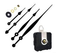HpLive Mouvement à quartz à couple élevé avec longue tige pour horloges murales DIY, kit de pièces de rechange avec aiguilles, longueur de la tige 28 mm, pour montres de 45 à 50 cm (noir A)