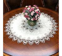 HpLive Nappe ronde en dentelle - Étanche à la poussière - Pour pique-nique, table à manger, table basse, livre, bureau - Décoration de table (85 cm)