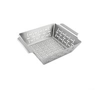 HpLive Panier carré en acier inoxydable pour légumes et accompagnements, pour barbecue Weber, 35 x 31 x 5,5 cm, argenté (M)
