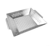 HpLive Panier carré en acier inoxydable pour légumes et accompagnements, pour barbecue Weber, 35 x 31 x 5,5 cm, argenté (L)