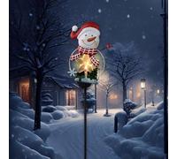 HpLive Père Noël LED solaire de jardin, décoration extérieure robuste en métal avec étoile et bottes, système solaire résistant aux intempéries pour parterres et chemins, éclairage nocturne