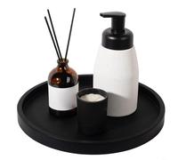 HpLive Plateau de salle de bain, plateau de rangement rond en silicone avec fond antidérapant, pour cuisine et salon, design élégant (noir 23)