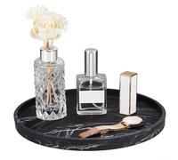 HpLive Plateau de salle de bain, plateau de rangement rond en silicone avec fond antidérapant, pour cuisine et salon, design élégant (marbre noir 23)