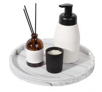 HpLive Plateau de salle de bain, plateau de rangement rond en silicone avec fond antidérapant, pour cuisine et salon, design élégant (marbre blanc 27)