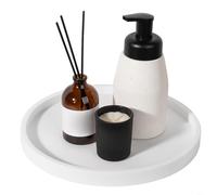 HpLive Plateau de salle de bain, plateau de rangement rond en silicone avec fond antidérapant, pour cuisine et salon, design élégant (blanc 18)