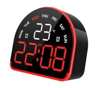 HpLive Réveil LED multifonction avec luminosité réglable, double affichage de la température en °C/°F pour chambre à coucher, salon, bureau (rouge)