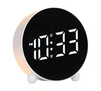 HpLive Réveil numérique, radio-réveil numérique avec grand affichage de 12 cm, double fonction d'alarme, luminosité réglable et mouvement à quartz silencieux (blanc)