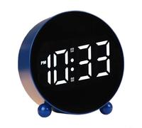 HpLive Réveil numérique, radio-réveil numérique avec grand affichage de 12 cm, double fonction d'alarme, luminosité réglable et mouvement à quartz silencieux (bleu)