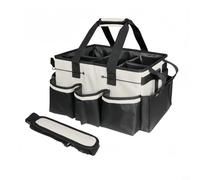 HpLive Sac de nettoyage, grand organiseur de produits de nettoyage avec poignée de transport stable et bandoulière réglable, tissu imperméable avec insert en PVC (beige)