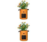 HpLive Sac de plantation, sacs de plantation respirants en feutre avec double fenêtre pour une récolte et une observation faciles, la culture de pommes de terre et de légumes (Orange-M)