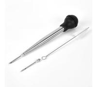 HpLive Seringue à rôtir, seringue à viande en acier inoxydable d'une capacité de 5,5 onces, deux aiguilles d'injection pour marinades fines et grossières