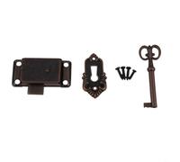 HpLive Serrure de meuble antique 53 x 26 mm Clé pour armoire (bronze rouge)
