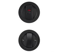 HpLive Serrure pour porte coulissante, rosace ronde, serrure de WC avec verrou à crochet, corps de serrure de 45 mm, indicateur rouge/vert pour indicateur d'état de verrouillage (noir)