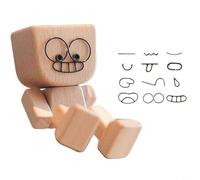 HpLive Simsky Petite figurine en bois vacillante avec bouquet de fleurs et 12 visages magnétiques, antidérapante, pour tableau de bord