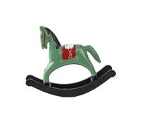 HpLive Statue de cheval à bascule peinte à la main au design vintage, complément décoratif pour le salon, le bureau ou la bibliothèque, taille compacte (vert)