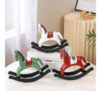 HpLive Statue de cheval à bascule peinte à la main au design vintage, complément décoratif pour le salon, le bureau ou la bibliothèque, taille compacte (rouge)