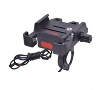 HpLive Support de téléphone portable avec chargeur USB pour vélo électrique et moto, support de téléphone en aluminium jusqu'à 30 W QC30 étanche pour VTT, motoneige, VTT, guidon de vélo, noir (10 W)