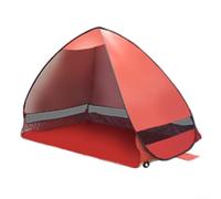 HpLive Tente de plage à monter soi-même, protection solaire, tente de camping avec sac de transport, revêtement argenté, protection UV pour plage, parc (rouge)