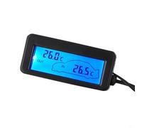 HpLive Thermomètre intérieur et extérieur de voiture 12 V - Affichage numérique LCD - Thermomètre d'intérieur et d'extérieur avec capteur de câble de 0,5 m - Bleu