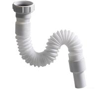 HpLive Tuyau d'évier de cuisine flexible en polypropylène - Diamètre : 45 mm - Filetage intérieur : 30-70 cm - Blanc