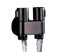 HpLive Vanne coudée à double commande, robinet de machine à laver à double commande G1/2 1 entrée 2 sorties avec poignée en métal et interrupteur rotatif (noir)