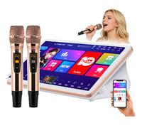 HpLNDas karaoké Portable, écran Tactile 4K de 18,5 Pouces avec 2 Microphones à réverbération, Double système pour karaoké, visionnage de Films, Jeux, Youtube, Application d'assistance White-6T
