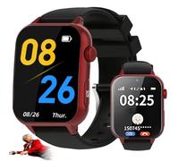 HpLNDas Montre Connectée avec Détection De Chute pour Seniors - Alerte Sos, Suivi GPS, Appel d'urgence,Surveillance De La Santé, Ip67, pour Les Personnes Atteintes De Démence/Maladie D'alzheimer Red