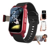 HpLNDas Montre Connectée avec Détection De Chute, Téléalarme GPS pour Senior, Traceur GPS Anti-Perte, Alerte Sos Et Appels Vidéo HD, pour Atteintes De Démence/Maladie D'alzheimer Red