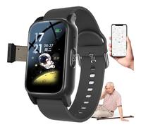 HpLNDas Montre Connectée pour Seniors, avec Détection De Chute, Alerte De Chute, Traceur GPS, Appel d'urgence Sos, Communication Bidirectionnelle HD, étanchéité Ip67 Black