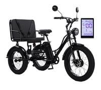 HpLNDas Tricycle éLectrique 24 Pouces à Gros Pneus avec Siège Passager pour Adulte, VéLo éLectrique 48 V/18 Ah - Charge Maximale : 150 Kg, écran LCD Et Phare, pour La Ville Et La Montagne.,Black