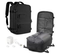 HPLQQ Sac à dos sous vide de voyage avec pompe, Cabine Avion Easyjet Bagage cabine à main avec compression pour homme et femme,Sac airbag avec pompe,U1-Noir