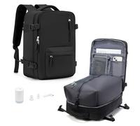 HPLQQ Sac à dos sous vide de voyage avec pompe, Cabine Avion Ryanair 40x20x25 Bagage cabine à main avec compression 40x30x20 pour homme et femme,Sac airbag avec pompe,J1-Noir
