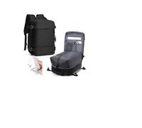 HPLQQ Sac à dos sous vide de voyage avec pompe, Cabine Avion Ryanair 40x30x20 Bagage cabine à main avec compression pour homme et femme,Sac airbag avec pompe,Q1-Noir