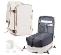 HPLQQ Sac à dos sous vide de voyage avec pompe, Cabine Avion Ryanair 40x30x20 Bagage cabine à main avec compression pour homme et femme,Sac airbag avec pompe,L2-Beige brun