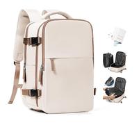 HPLQQ Sac à dos sous vide de voyage avec pompe, Cabine Avion Ryanair/Wizz 40x30x20 Bagage cabine à main avec compression pour homme et femme,Sac airbag avec pompe,X03-Beige Braun