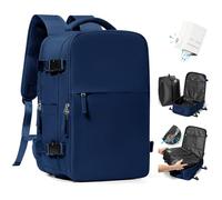 HPLQQ Sac à dos sous vide de voyage avec pompe, Cabine Avion Ryanair/Wizz 40x30x20 Bagage cabine à main avec compression pour homme et femme,Sac airbag avec pompe,X04-Königsblau