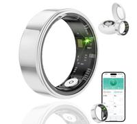HPLSZCN Smart Ring for Men Women with Charging Case, Multi-Sport Mode Podometer, Heart Rate, SpO2, Sleep, IP68 Waterproof, Fitness Activity Tracking Ring Android iOS, Size 8, Black (Argent, 9)