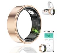 HPLSZCN Smart Ring for Men Women with Charging Case, Multi-Sport Mode Podometer, Heart Rate, SpO2, Sleep, IP68 Waterproof, Fitness Activity Tracking Ring Android iOS, Size 8, Black (Rose Gold, 7)