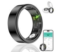 HPLSZCN Smart Ring for Men Women with Charging Case, Multi-Sport Mode Podometer, Heart Rate, SpO2, Sleep, IP68 Waterproof, Fitness Activity Tracking Ring Android iOS, Size 8, Black (Calm Black, 7)