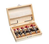 HPMAISON Forstner Foret, 5 pièces 15-35mm Jeu de Forets à Positionnement Réglable, Scie Cloche à Bois en Carbure Cémenté avec Butée de Profondeur (Plage de Profondeur 10-40mm)